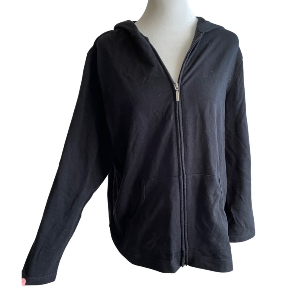 Karen Scott Black Zip-Up Hoodie